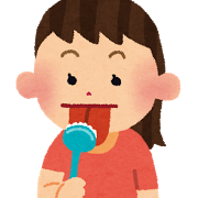 舌ブラシを使っている女性